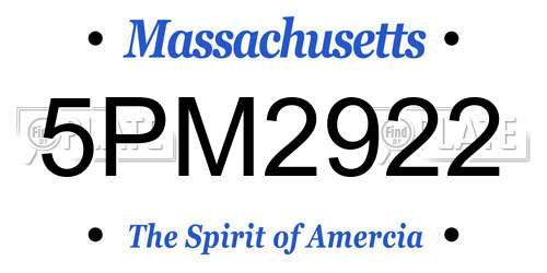 5PM2922 Massachusetts License Plate