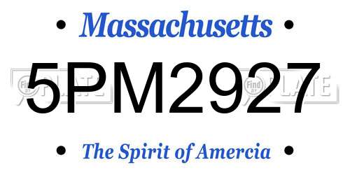 5PM2927 Massachusetts License Plate