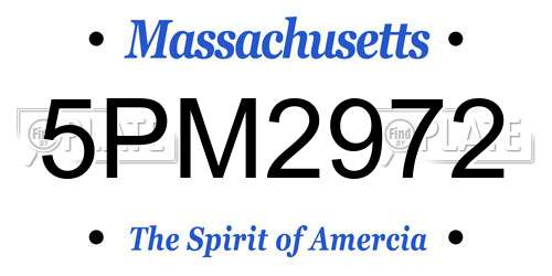 5PM2972 Massachusetts License Plate