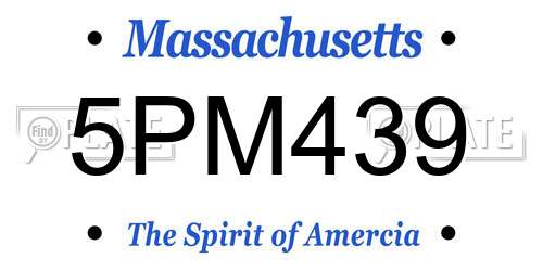 5PM439 Massachusetts License Plate