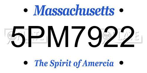 5PM7922 Massachusetts License Plate