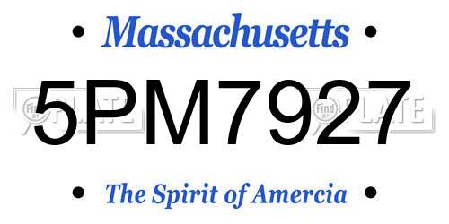 5PM7927 Massachusetts License Plate