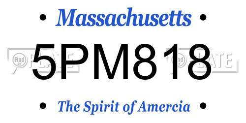 5PM818 Massachusetts License Plate