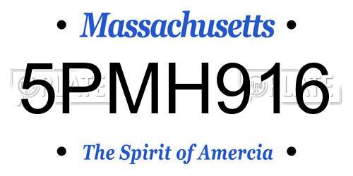 5PMH916 Massachusetts License Plate