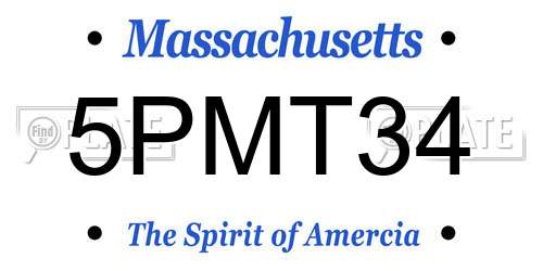 5PMT34 Massachusetts License Plate