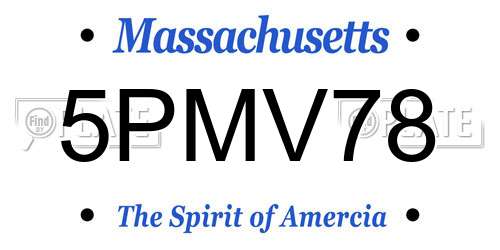 5PMV78 Massachusetts License Plate