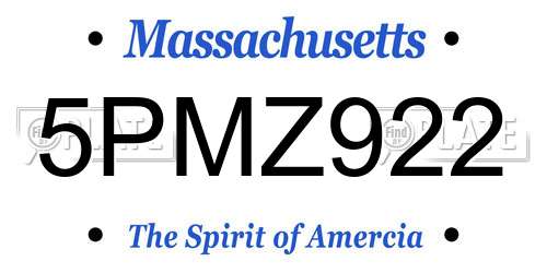 5PMZ922 Massachusetts License Plate