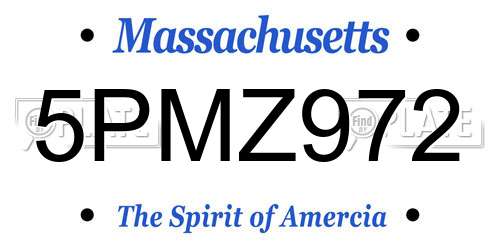 5PMZ972 Massachusetts License Plate