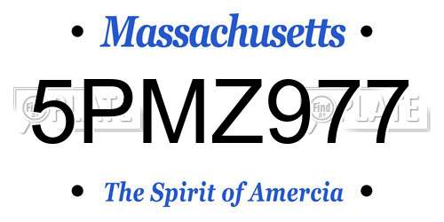 5PMZ977 Massachusetts License Plate