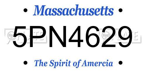 5PN4629 Massachusetts License Plate