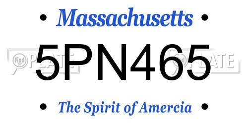 5PN465 Massachusetts License Plate