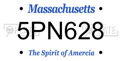 5PN628 Massachusetts License Plate