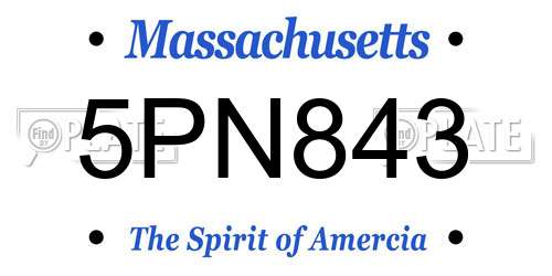 5PN843 Massachusetts License Plate
