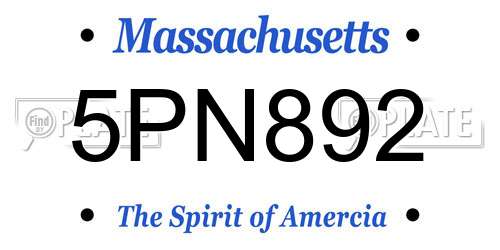 5PN892 Massachusetts License Plate