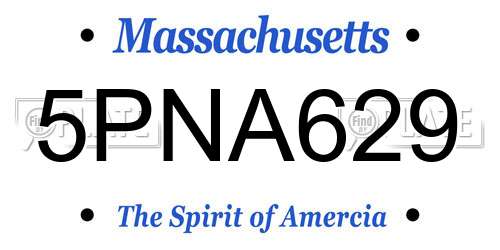 5PNA629 Massachusetts License Plate