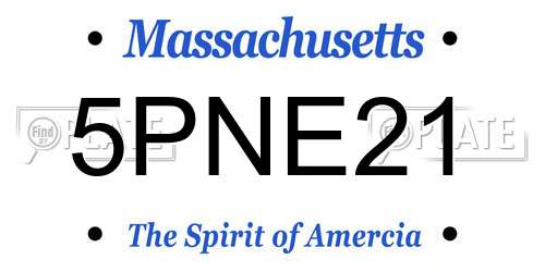 5PNE21 Massachusetts License Plate