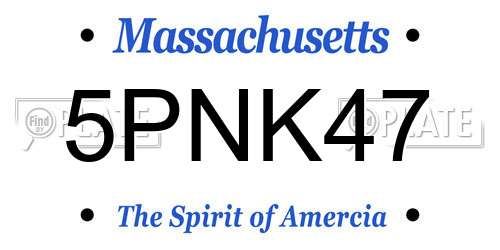 5PNK47 Massachusetts License Plate