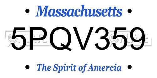 5PQV359 Massachusetts License Plate