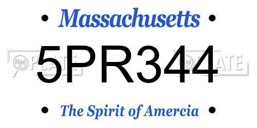 5PR344 Massachusetts License Plate