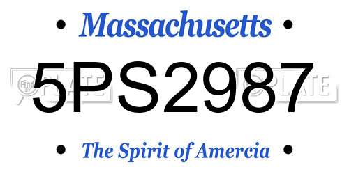 5PS2987 Massachusetts License Plate