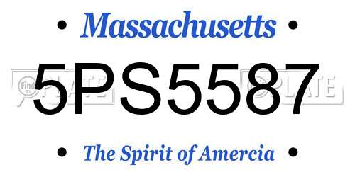 5PS5587 Massachusetts License Plate