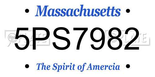 5PS7982 Massachusetts License Plate