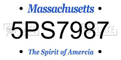 5PS7987 Massachusetts License Plate