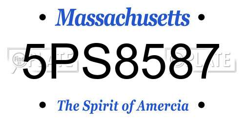5PS8587 Massachusetts License Plate