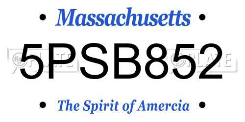 5PSB852 Massachusetts License Plate