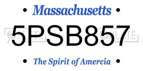 5PSB857 Massachusetts License Plate