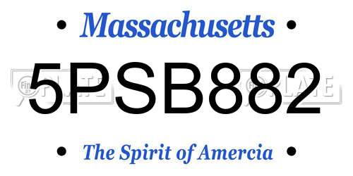 5PSB882 Massachusetts License Plate