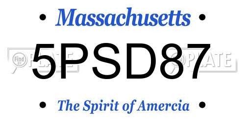 5PSD87 Massachusetts License Plate