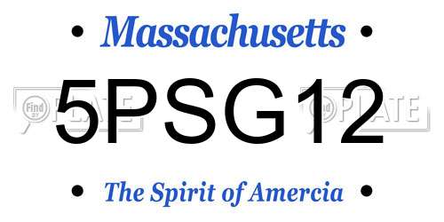 5PSG12 Massachusetts License Plate