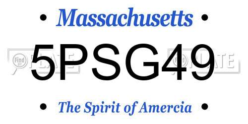 5PSG49 Massachusetts License Plate