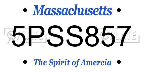 5PSS857 Massachusetts License Plate