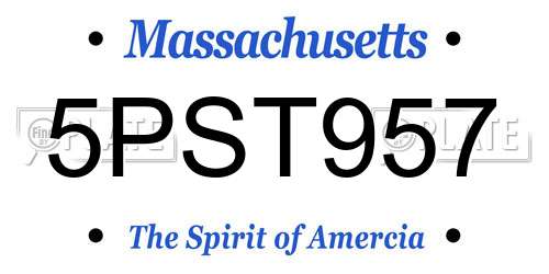 5PST957 Massachusetts License Plate