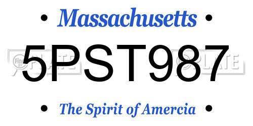 5PST987 Massachusetts License Plate