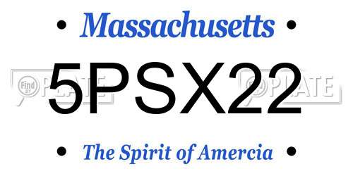 5PSX22 Massachusetts License Plate