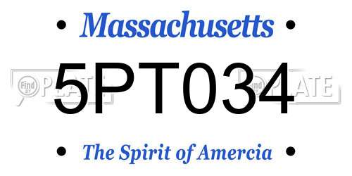 5PT034 Massachusetts License Plate