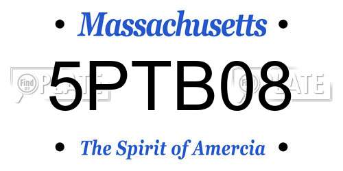5PTB08 Massachusetts License Plate
