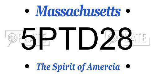 5PTD28 Massachusetts License Plate