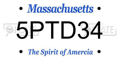 5PTD34 Massachusetts License Plate