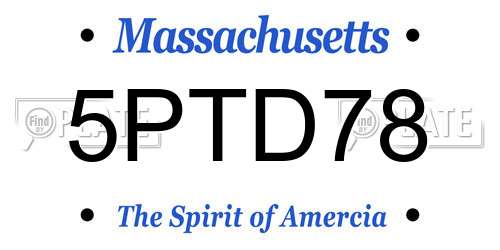 5PTD78 Massachusetts License Plate