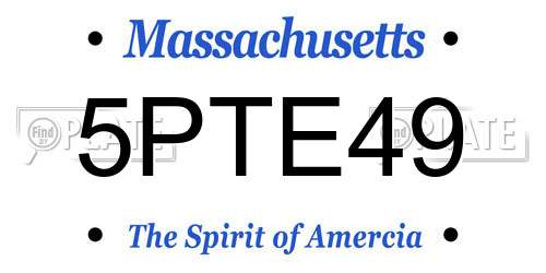 5PTE49 Massachusetts License Plate