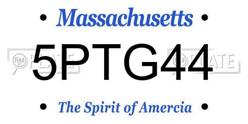 5PTG44 Massachusetts License Plate