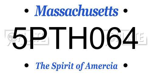 5PTH064 Massachusetts License Plate