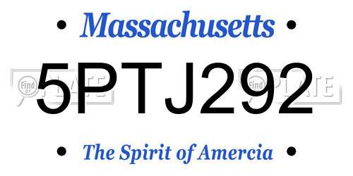 5PTJ292 Massachusetts License Plate