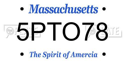 5PTO78 Massachusetts License Plate