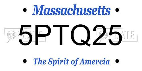 5PTQ25 Massachusetts License Plate