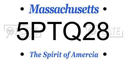 5PTQ28 Massachusetts License Plate
